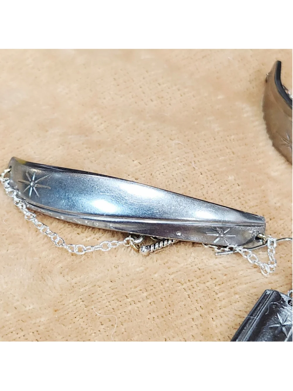 1950s Starburst Stainless steel Silverwear Jewelry Set Handmade
